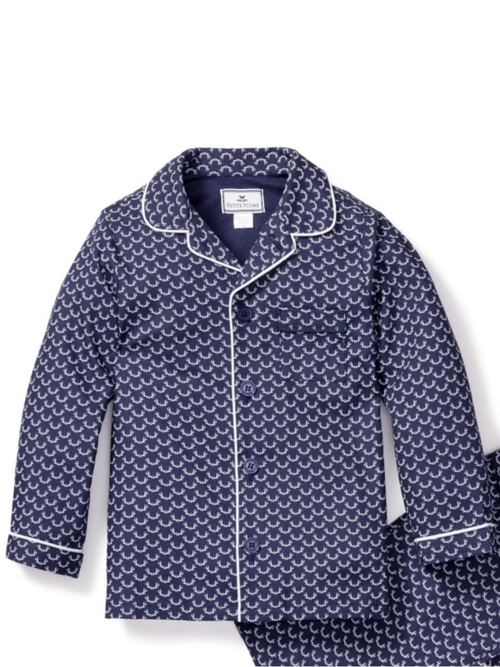 Petite Plume nordic antlers pajamas shirt in navy